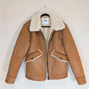 Zara Camel Shearling Jacket